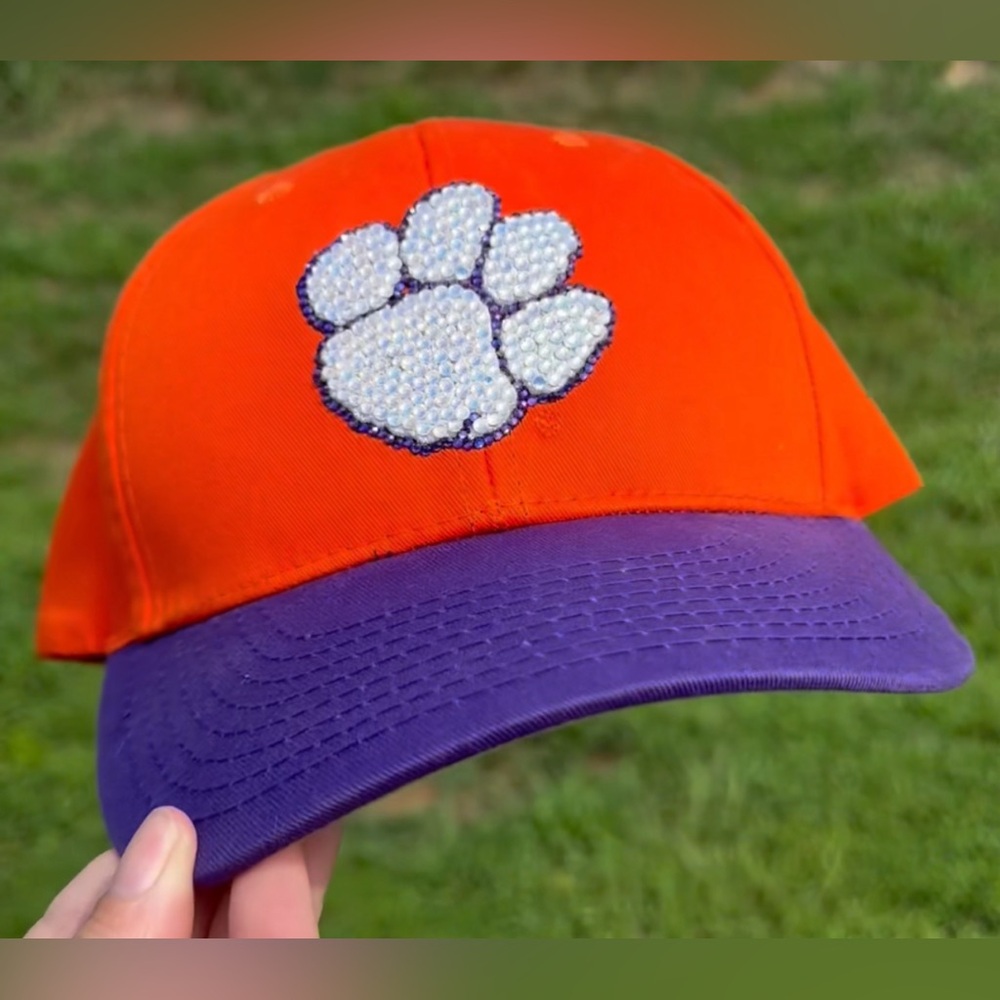 Women’s Clemson Tiger’s Glow in Dark Rhinestone Bling Sparkle Baseball Hat Cap